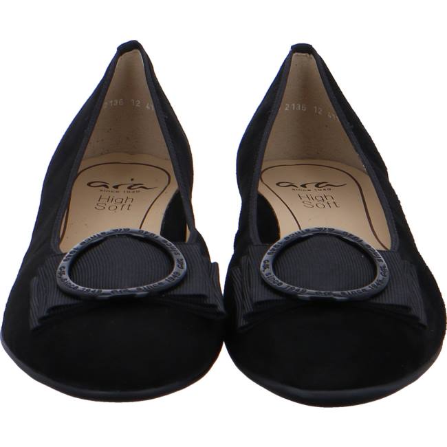 Black Ara Shoes Ballet Pumps Sardinia Women's Ballerina | ARA648MJC