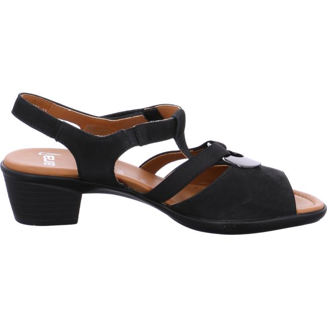 Black Ara Shoes Heeled Lugano Women's Sandals | ARA016QEK