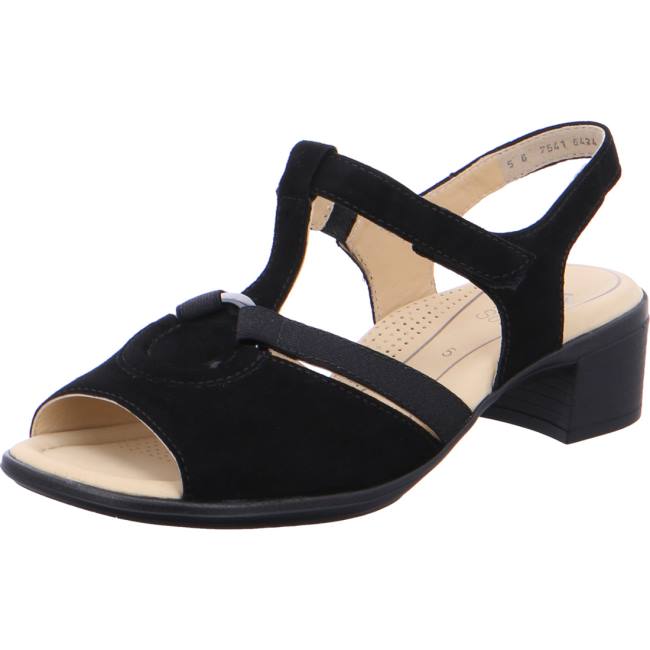 Black Ara Shoes Heeled Lugano Women\'s Sandals | ARA721DCK