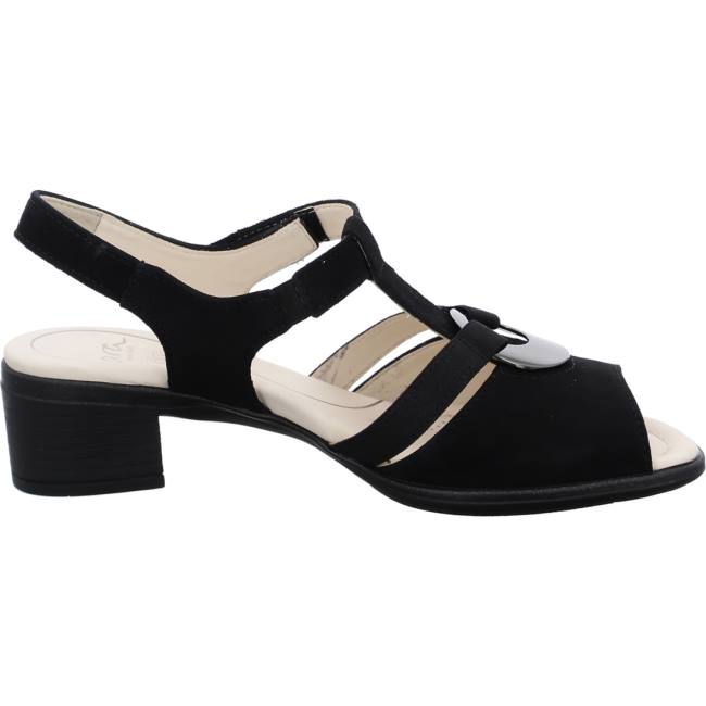 Black Ara Shoes Lugano Women's Sandals | ARA763TXS