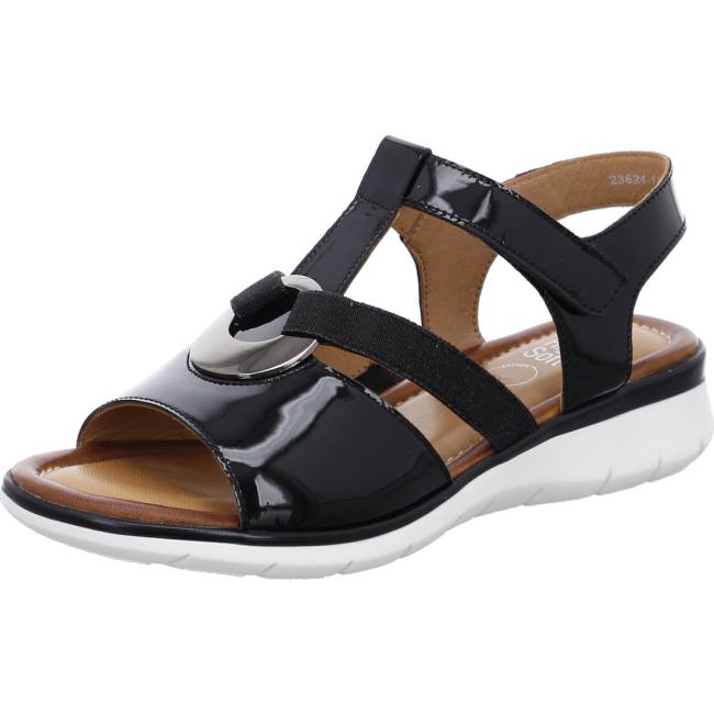 Black Ara Shoes Wedge Kreta Women\'s Sandals | ARA874SGD