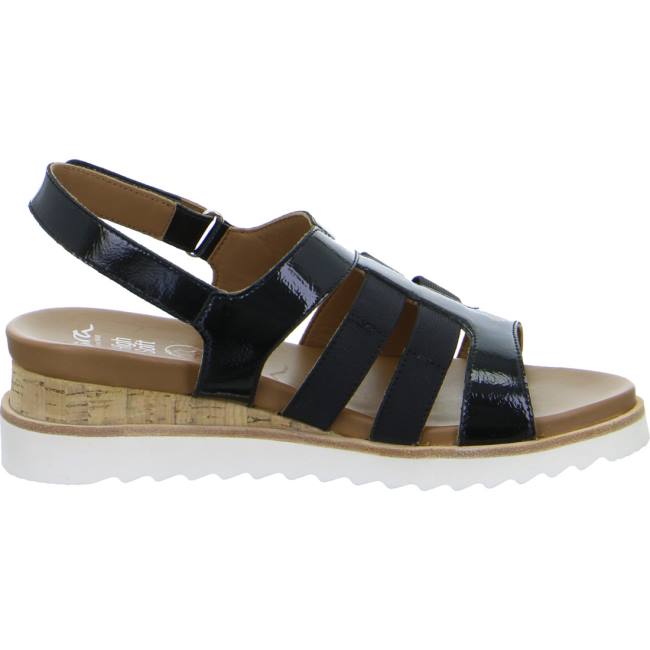 Black Ara Shoes Wedge Valencia Women's Sandals | ARA612IDG