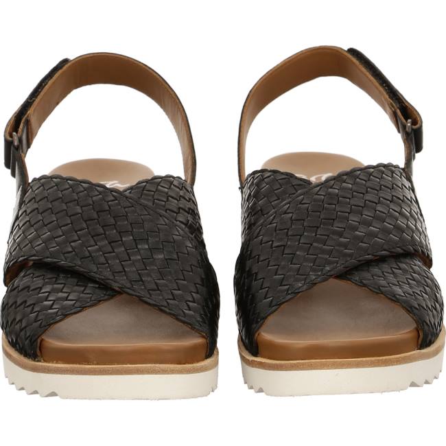 Black Ara Shoes Wedge Valencia Women's Sandals | ARA831DOI