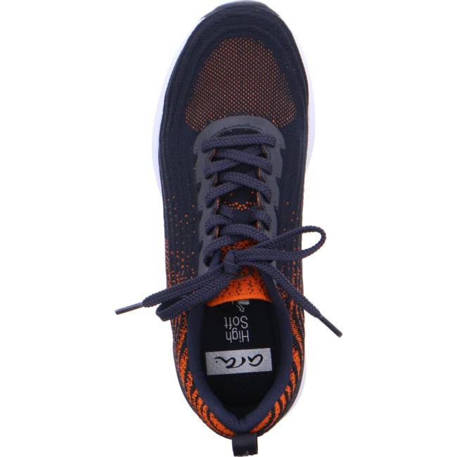 Blue Ara Shoes Chicago Orange Men's Sneakers | ARA431XWQ