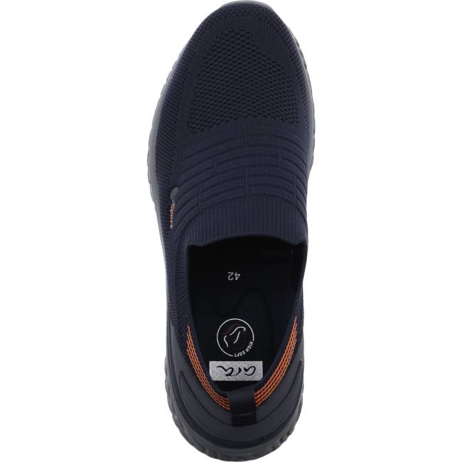 Blue Ara Shoes San Diego Orange Men's Loafers | ARA043UGD