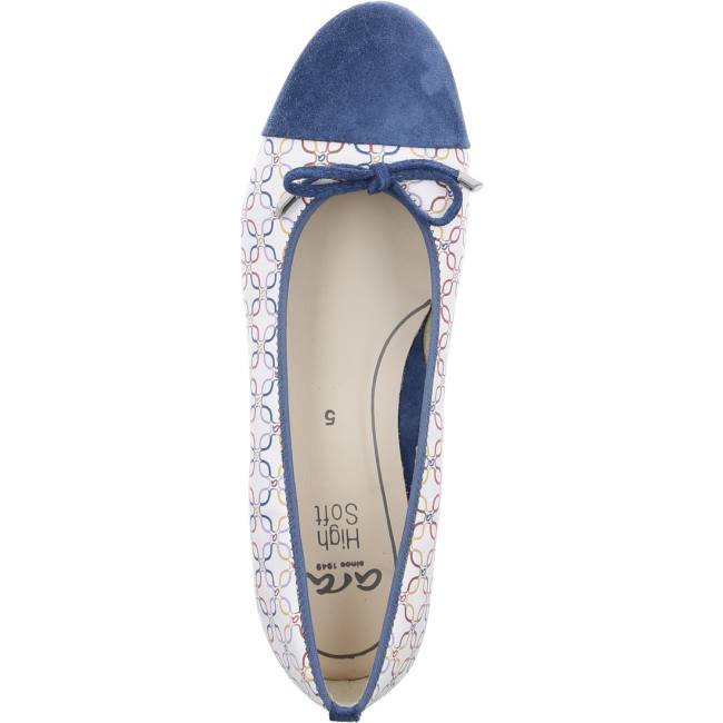 Blue / White Ara Shoes Ballet Pumps Bari Women's Ballerina | ARA682BPA