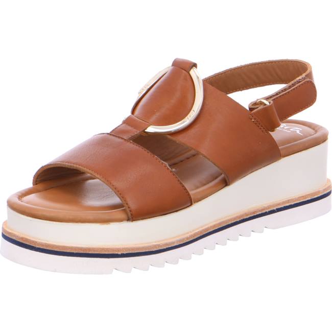 Brown Ara Shoes Durban Cognac Women\'s Sandals | ARA972XDI