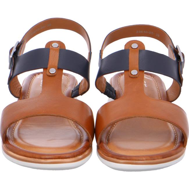 Brown Ara Shoes Kreta Cognac-blue Women's Sandals | ARA325XWQ