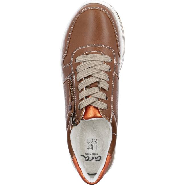 Brown Ara Shoes Lace-ups Sapporo Cognac Women's Sneakers | ARA648HZF