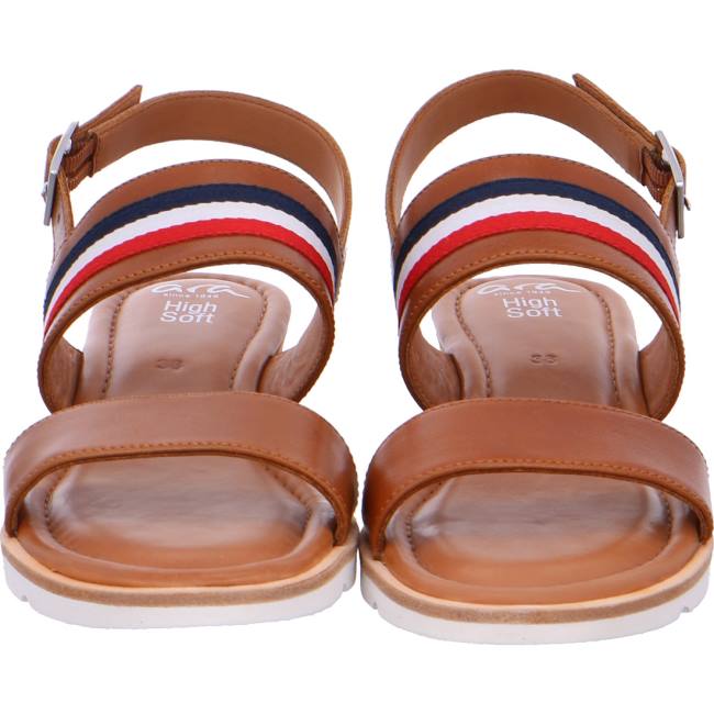 Brown Ara Shoes Wedge Carmel Cognac Women's Sandals | ARA836XKM