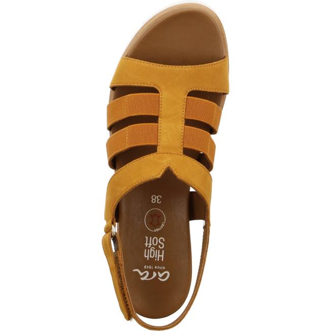 Brown Ara Shoes Wedge Valencia Ochre Women's Sandals | ARA204UHZ