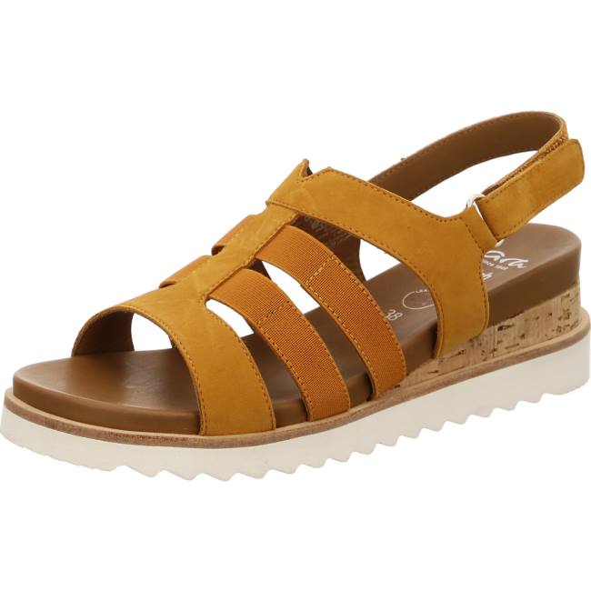 Brown Ara Shoes Wedge Valencia Ochre Women\'s Sandals | ARA204UHZ