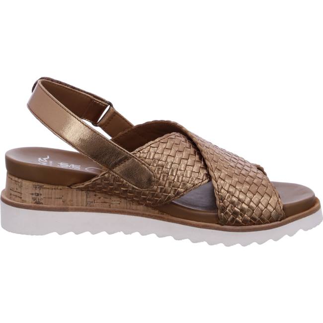 Brown Ara Shoes Wedge Valencia Whisky Women's Sandals | ARA952GNW