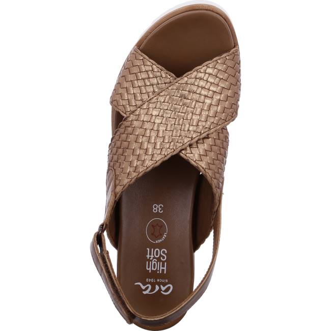 Brown Ara Shoes Wedge Valencia Whisky Women's Sandals | ARA952GNW