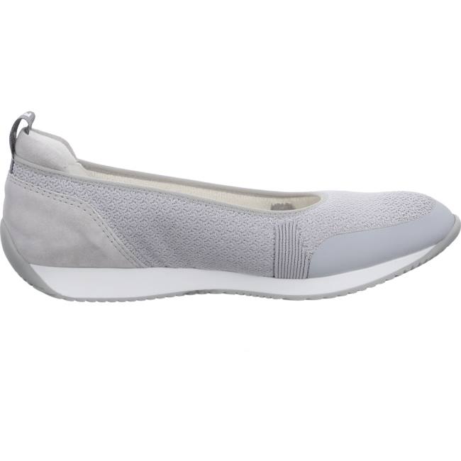 Grey Ara Shoes Ballet Pumps Porto Pebble Women's Ballerina | ARA751ZIR