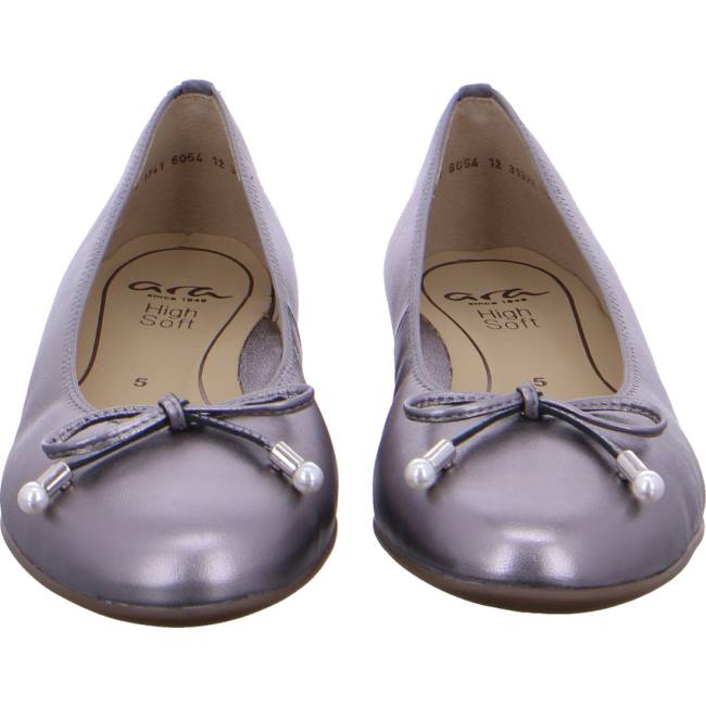 Grey Ara Shoes Ballet Pumps Sardinia Tin Women's Ballerina | ARA319QIB