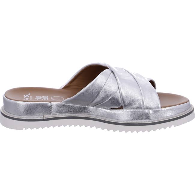 Grey Ara Shoes Dubai Silver Women's Mules | ARA958TEB