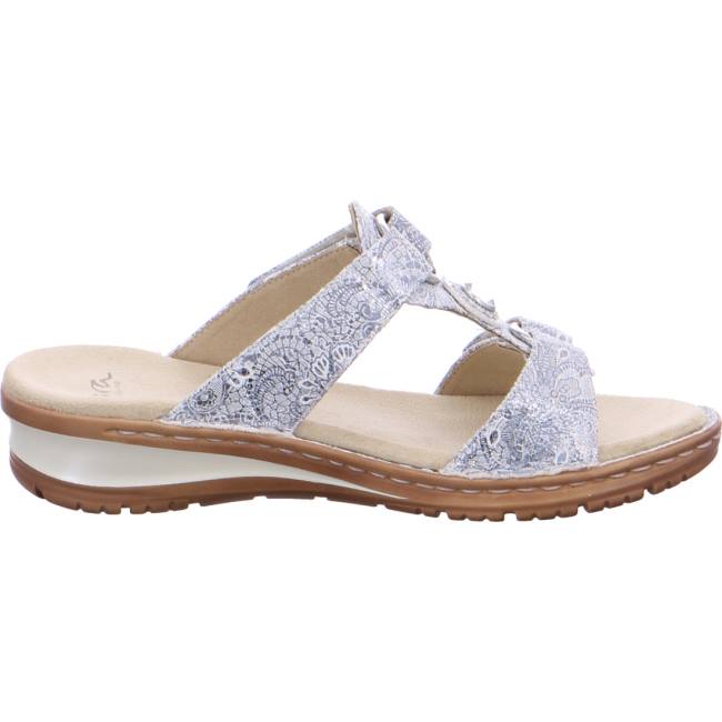 Grey Ara Shoes Hawaii Silver Women's Mules | ARA923DYN