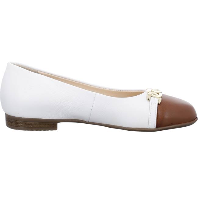 White Ara Shoes Ballet Pumps Sardinia Cognac Women's Ballerina | ARA843QSV