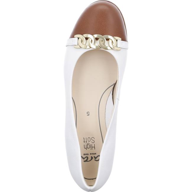 White Ara Shoes Ballet Pumps Sardinia Cognac Women's Ballerina | ARA843QSV