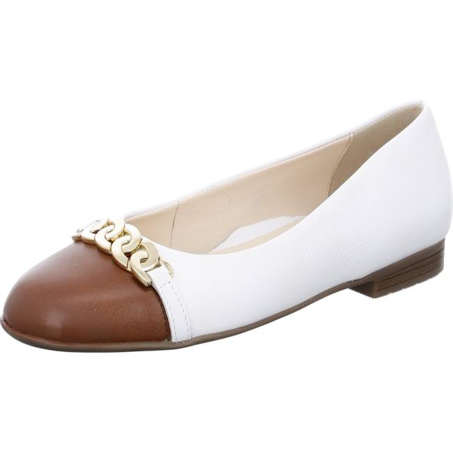 White Ara Shoes Ballet Pumps Sardinia Cognac Women\'s Ballerina | ARA843QSV