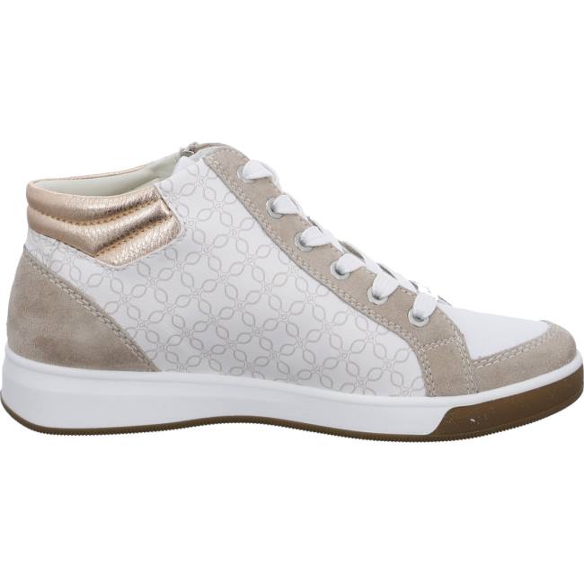 White Ara Shoes High Top Rom Sand Women's Sneakers | ARA836XZH