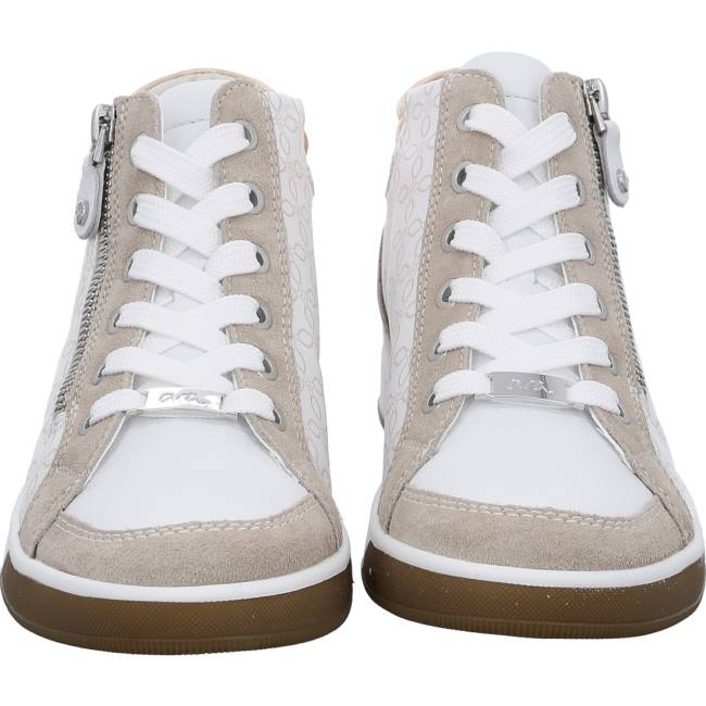 White Ara Shoes High Top Rom Sand Women's Sneakers | ARA836XZH