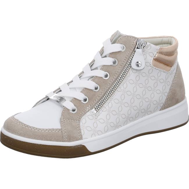 White Ara Shoes High Top Rom Sand Women\'s Sneakers | ARA836XZH