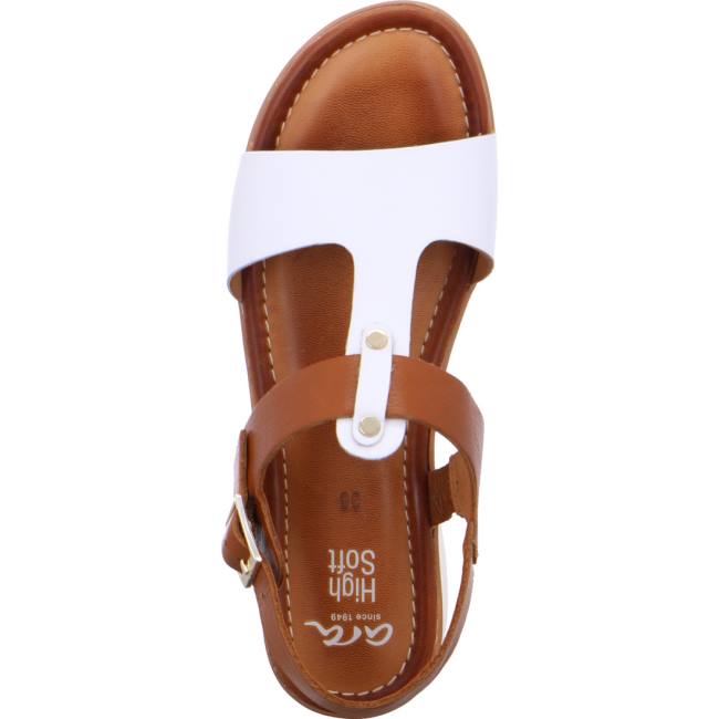 White Ara Shoes Kreta Cognac-white Women's Sandals | ARA625YPJ