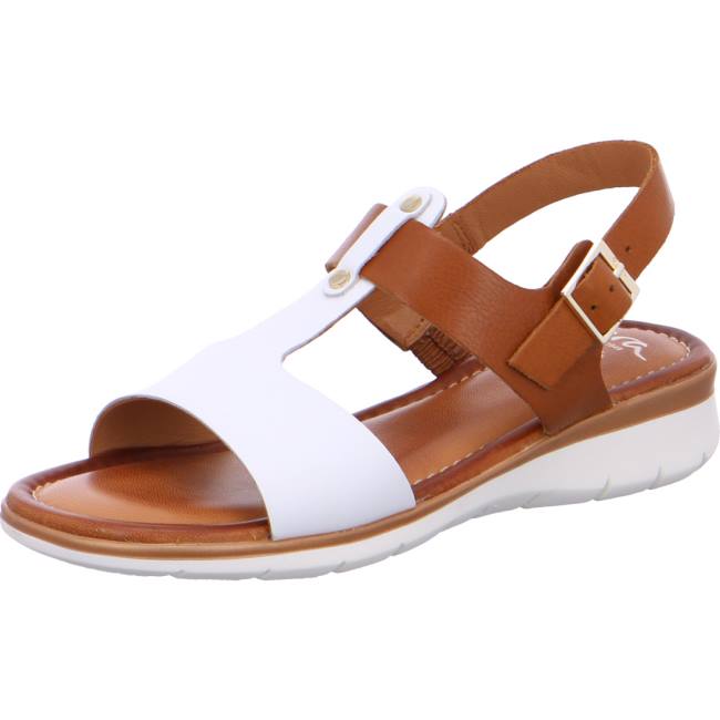 White Ara Shoes Kreta Cognac-white Women\'s Sandals | ARA625YPJ