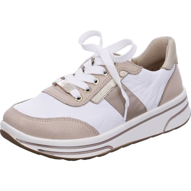 White Ara Shoes Lace-ups Sapporo Nude Women\'s Sneakers | ARA309ZLQ