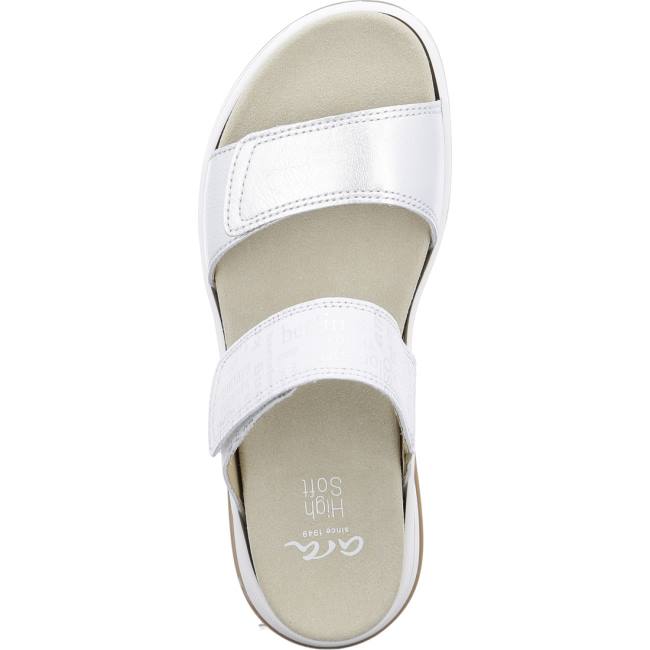 White Ara Shoes Osaka Silver Nebbia Women's Mules | ARA721SEP