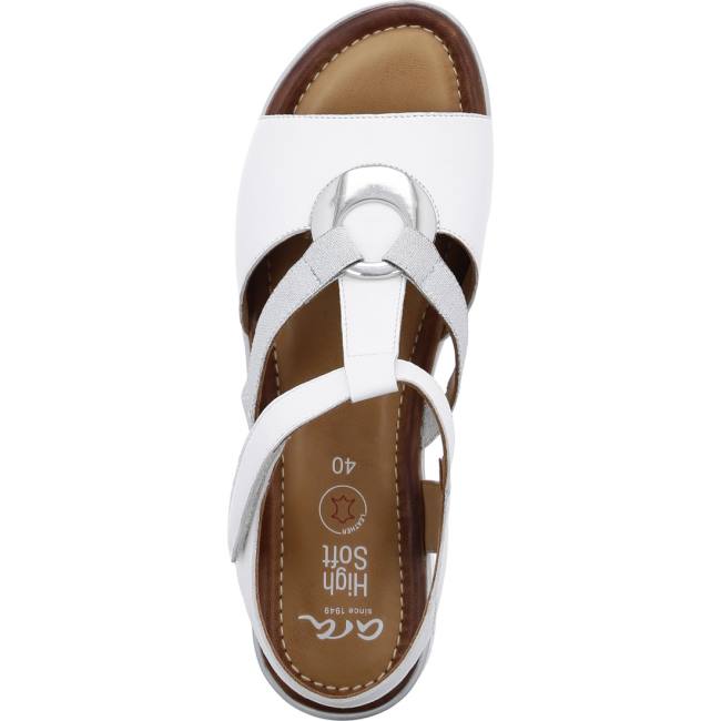 White Ara Shoes Wedge Kreta Women's Sandals | ARA261MGD