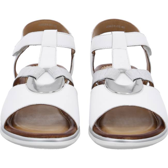 White Ara Shoes Wedge Kreta Women's Sandals | ARA261MGD