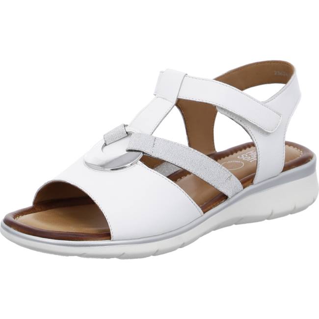 White Ara Shoes Wedge Kreta Women\'s Sandals | ARA261MGD