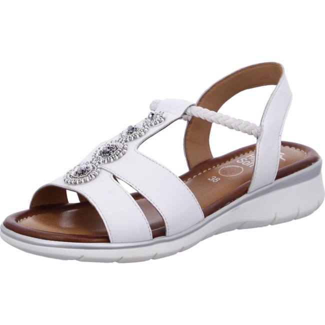 White Ara Shoes Wedge Kreta Women\'s Sandals | ARA569EYL