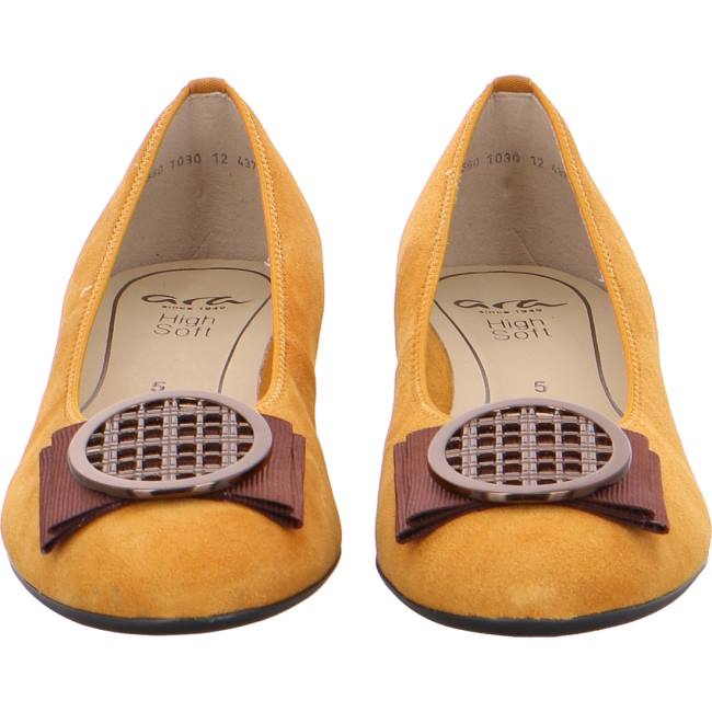 Yellow Ara Shoes Ballet Pumps Bari Curry Women's Ballerina | ARA742YEI