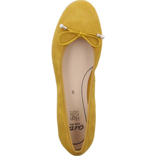 Yellow Ara Shoes Ballet Pumps Sardinia Sole Women's Ballerina | ARA352NYV