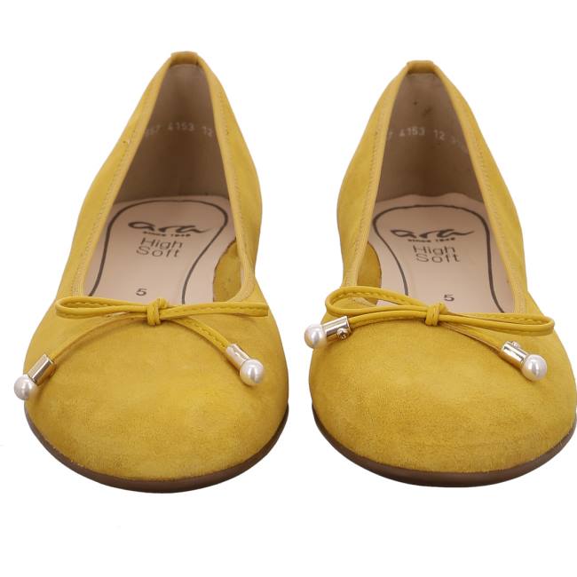 Yellow Ara Shoes Ballet Pumps Sardinia Sole Women's Ballerina | ARA352NYV